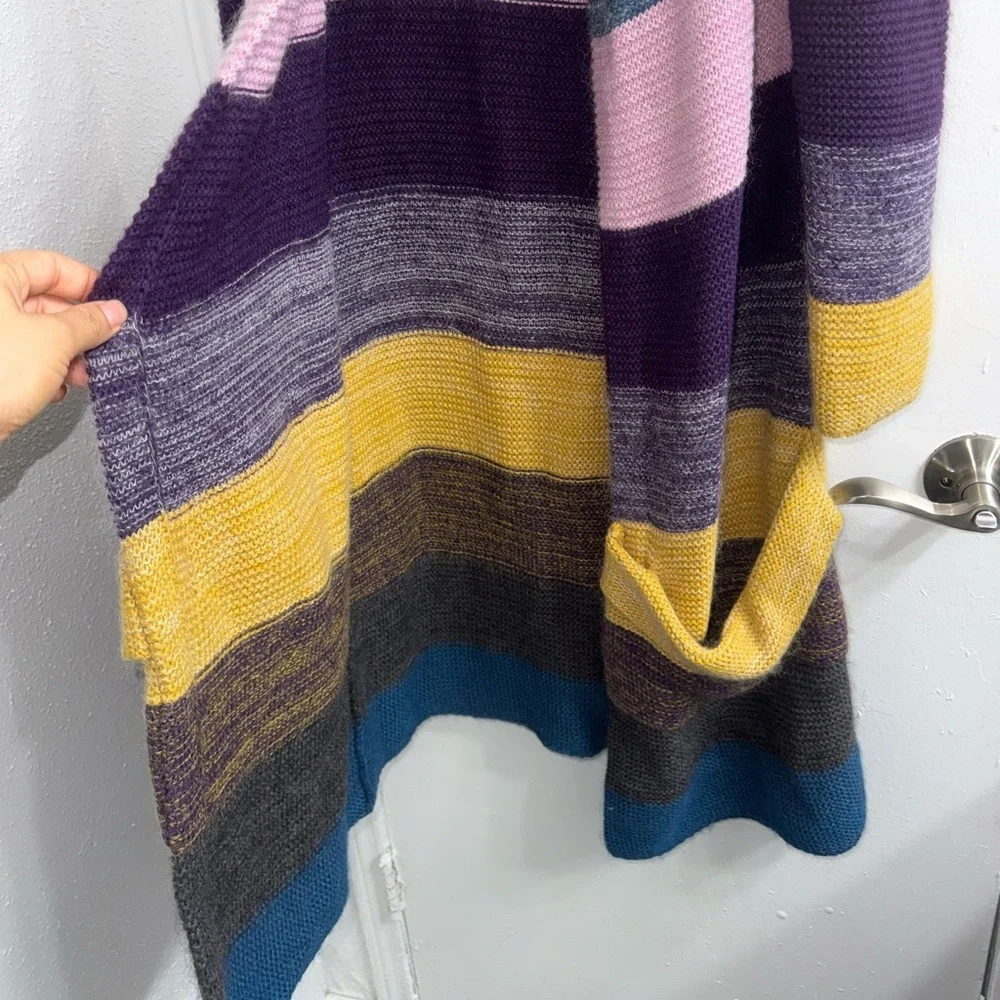 Theory Floriane Land Long Rainbow Angora Cashmere Mohair Stripe Sweater M - Picture 9 of 9